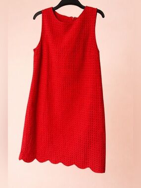 Cynthia Rowley Red Eyelet Sleeveless Shift Dress Size 8 Feminine Coquette